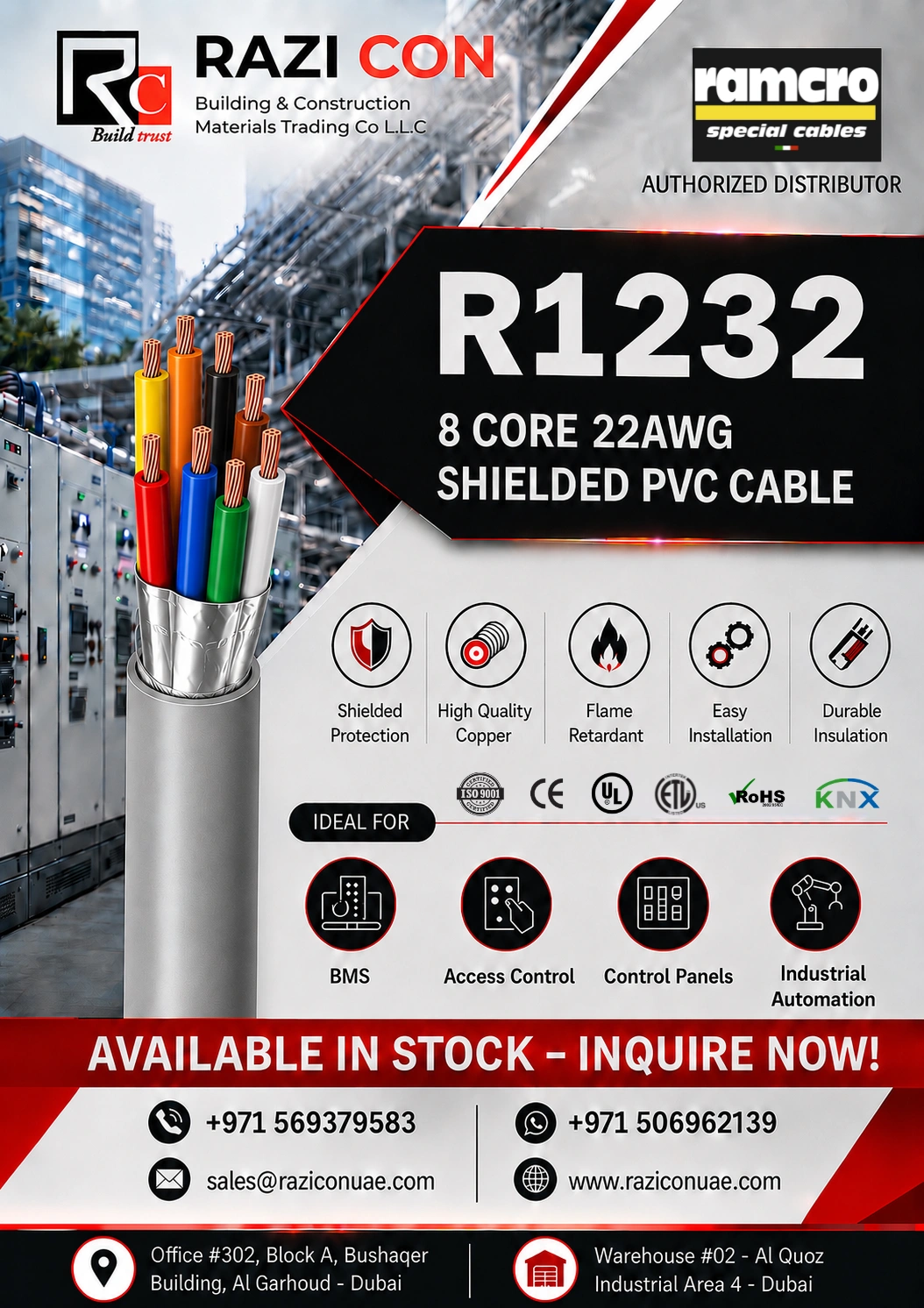 R1232 8 Conductor 22 AWG Shielded Access Control Cable