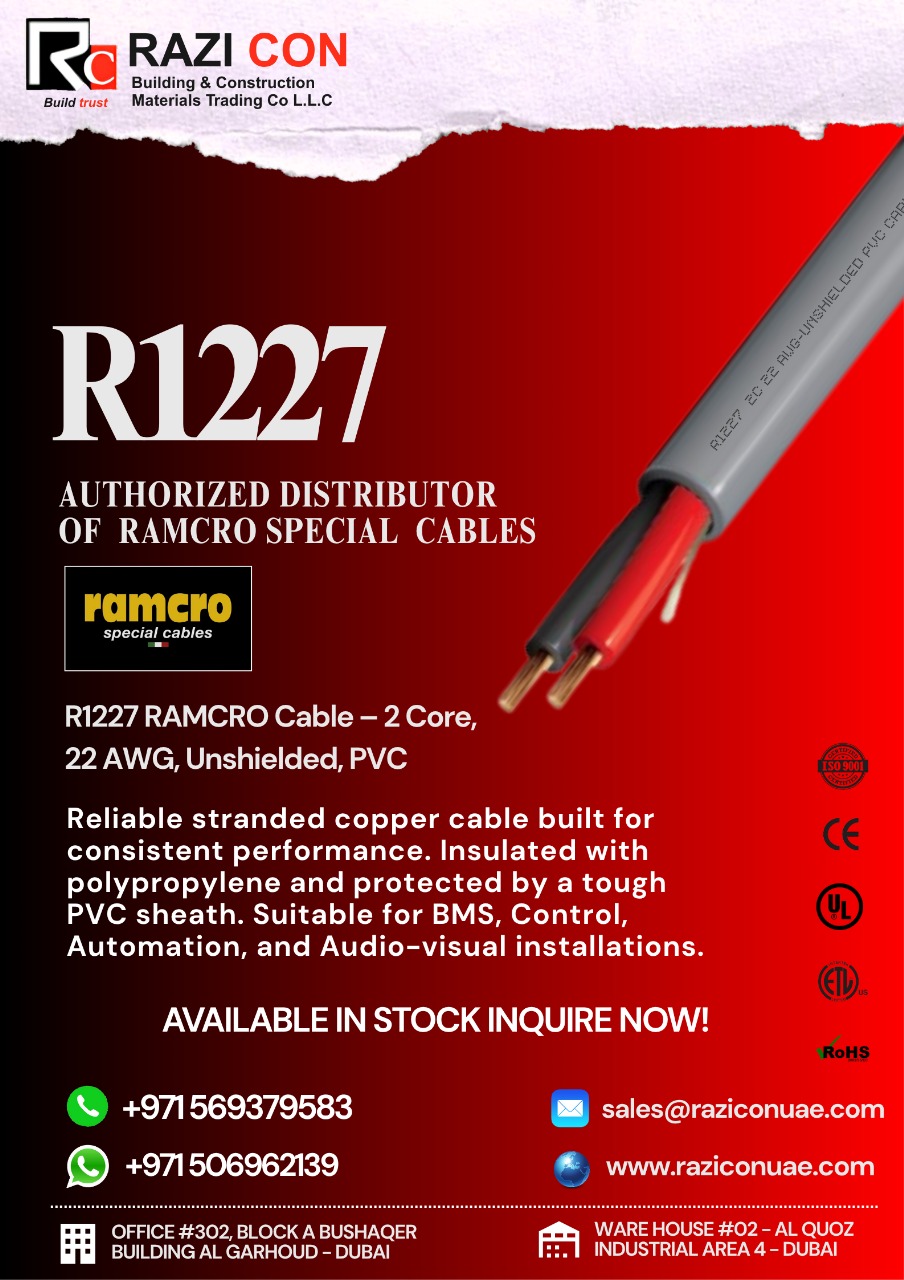 R1227 Cable | 2-Core 22 AWG Unscreened Multi-Conductor | Belden 5500UE Equivalent